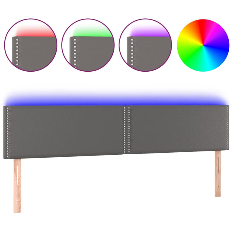 vidaXL szürke műbőr LED-es fejtámla 180 x 5 x 78/88 cm