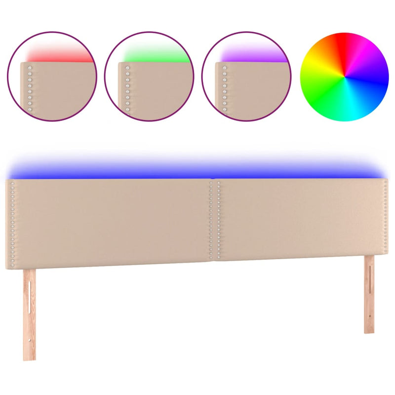 vidaXL cappuccino színű műbőr LED-es fejtámla 180 x 5 x 78/88 cm