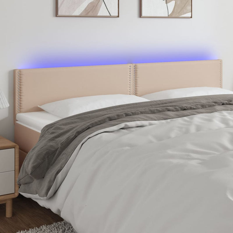 vidaXL cappuccino színű műbőr LED-es fejtámla 180 x 5 x 78/88 cm