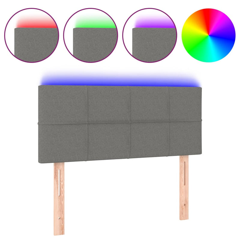 vidaXL sötétszürke szövet LED-es fejtámla 100x5x78/88 cm