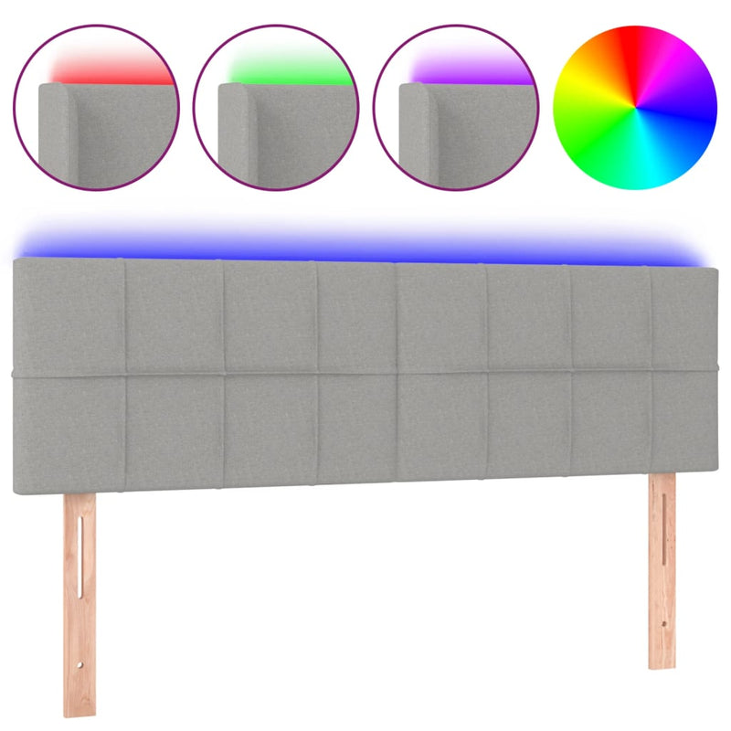vidaXL világosszürke szövet LED-es fejtámla 144 x 5 x 78/88 cm