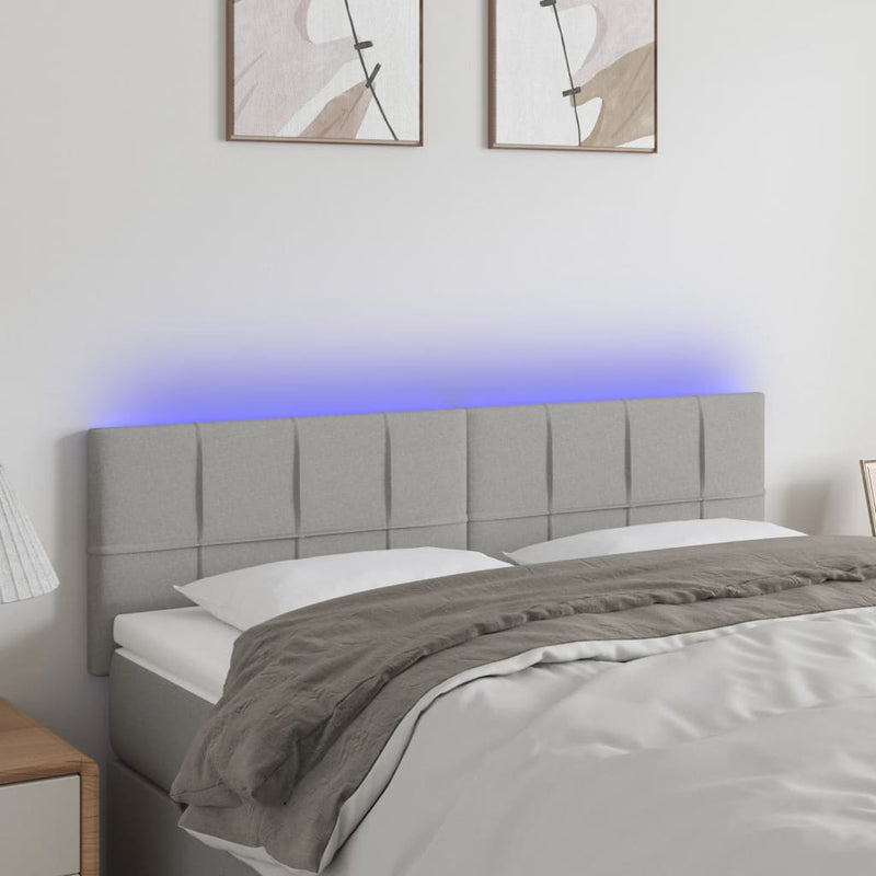 vidaXL világosszürke szövet LED-es fejtámla 144 x 5 x 78/88 cm