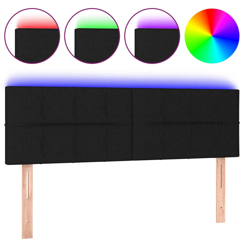 vidaXL fekete szövet LED-es fejtámla 144x5x78/88 cm