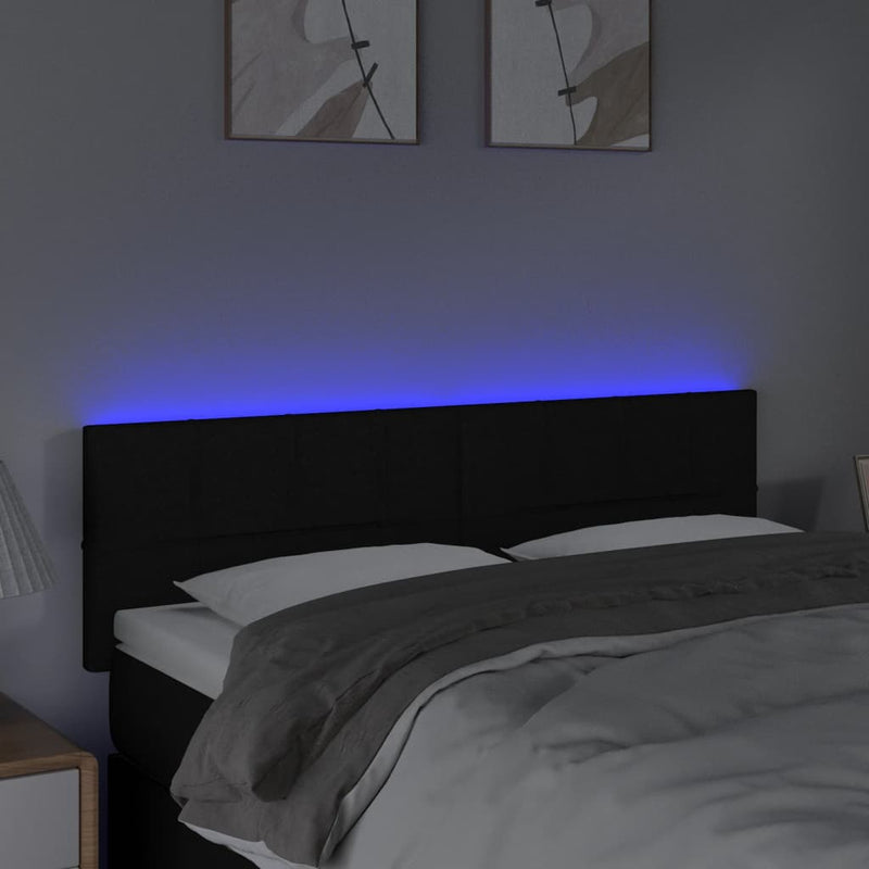 vidaXL fekete szövet LED-es fejtámla 144x5x78/88 cm