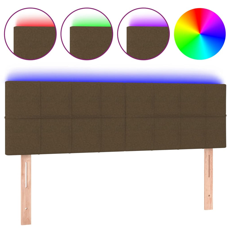 vidaXL sötétbarna szövet LED-es fejtámla 144x5x78/88 cm