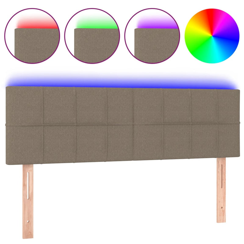 vidaXL tópszínű szövet LED-es fejtámla 144x5x78/88 cm