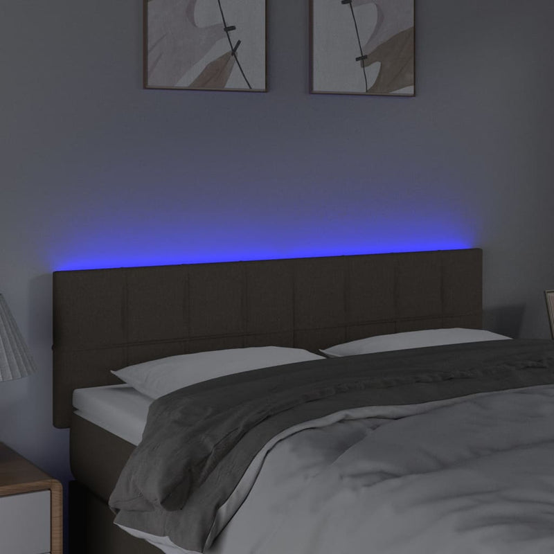 vidaXL tópszínű szövet LED-es fejtámla 144x5x78/88 cm