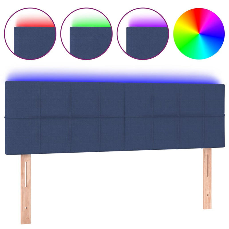 vidaXL kék szövet LED-es fejtámla 144x5x78/88 cm