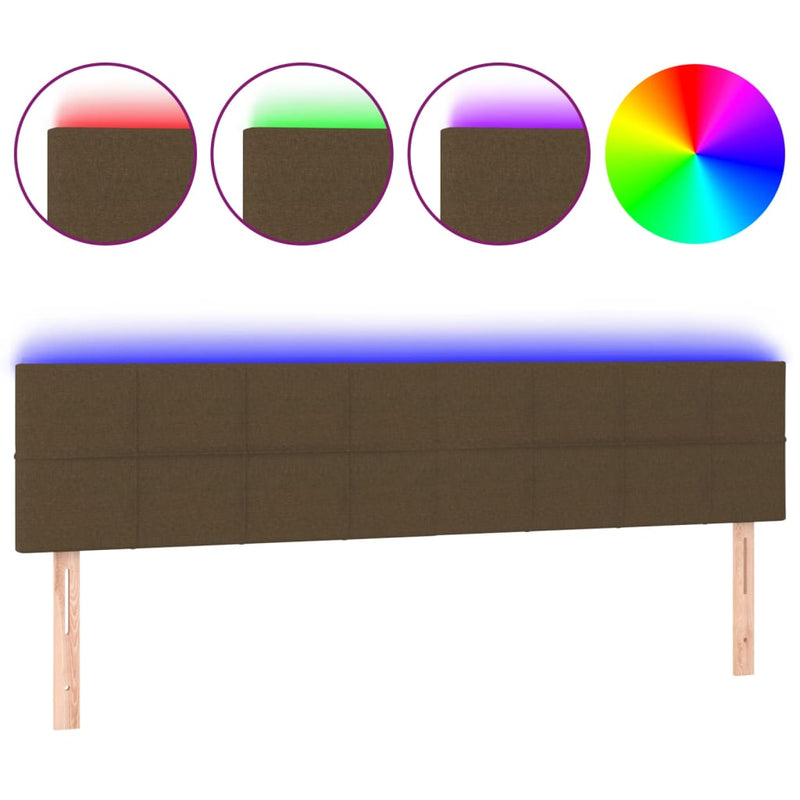 vidaXL sötétbarna szövet LED-es fejtámla 160x5x78/88 cm