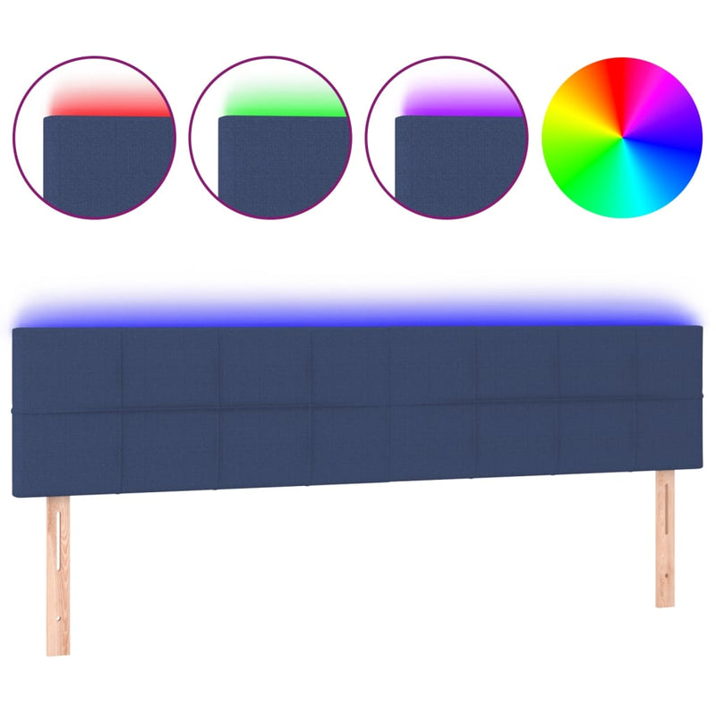 vidaXL kék szövet LED-es fejtámla 160x5x78/88 cm