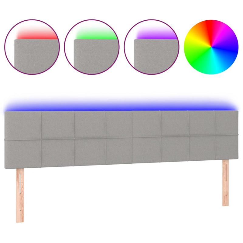 vidaXL világosszürke szövet LED-es fejtámla 180x5x78/88 cm