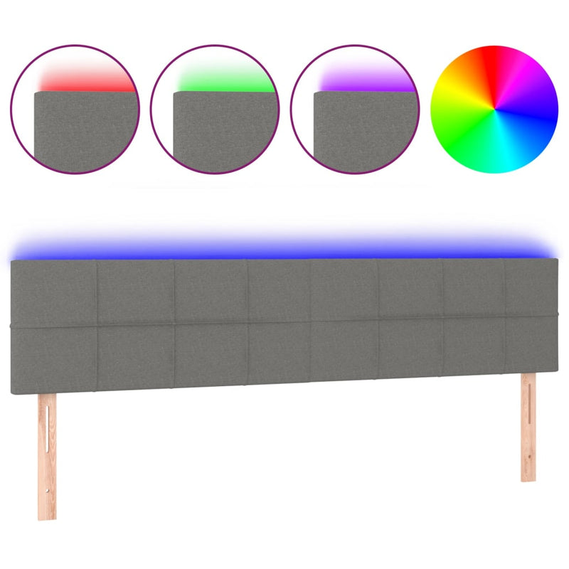 vidaXL sötétszürke szövet LED-es fejtámla 200x5x78/88 cm