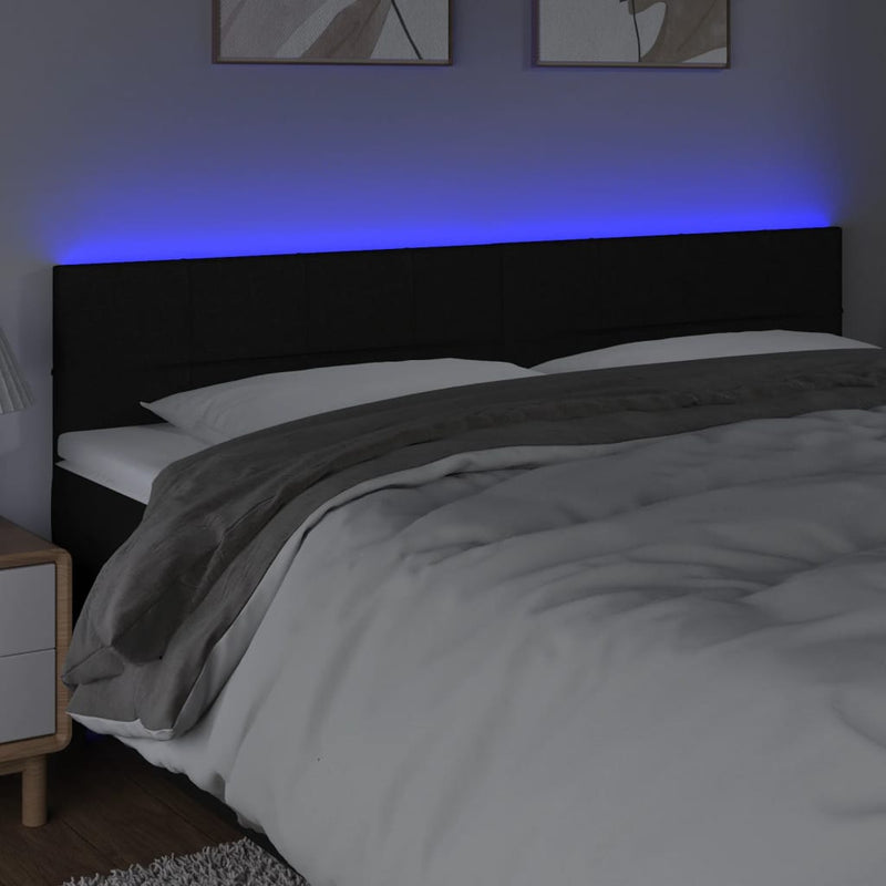 vidaXL fekete szövet LED-es fejtámla 200x5x78/88 cm