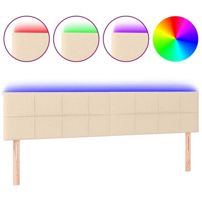 vidaXL krémszínű szövet LED-es fejtámla 200x5x78/88 cm