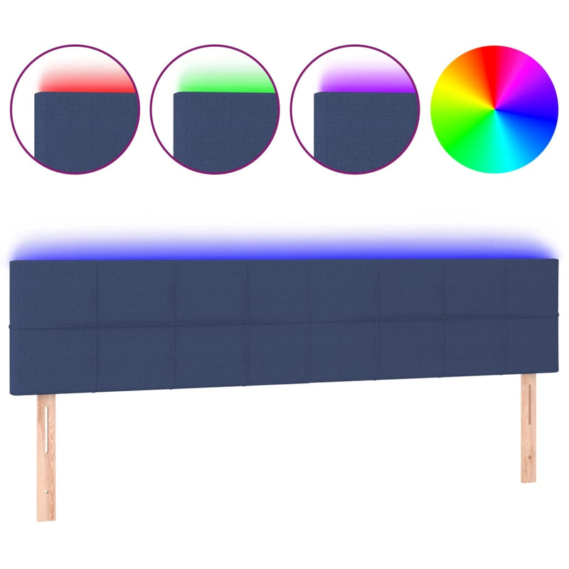vidaXL kék szövet LED-es fejtámla 200x5x78/88 cm