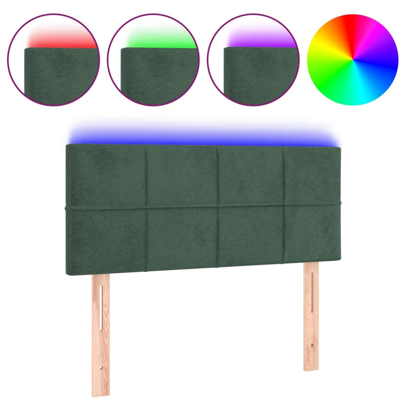 vidaXL sötétzöld bársony LED-es fejtámla 80 x 5 x 78/88 cm