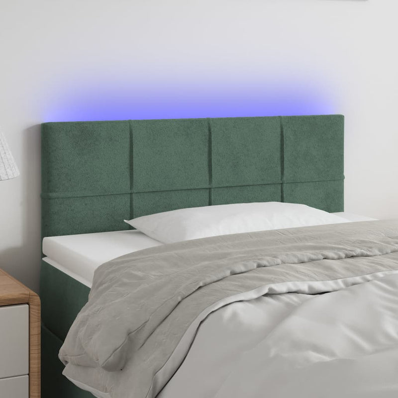 vidaXL sötétzöld bársony LED-es fejtámla 80 x 5 x 78/88 cm