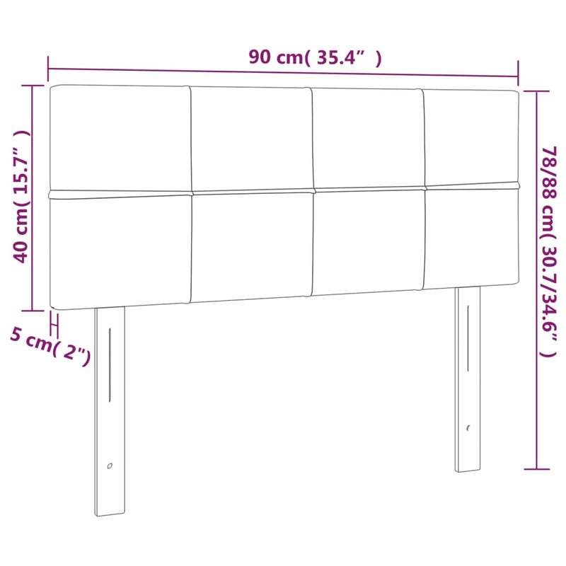 vidaXL világosszürke bársony LED-es fejtámla 90x5x78/88 cm