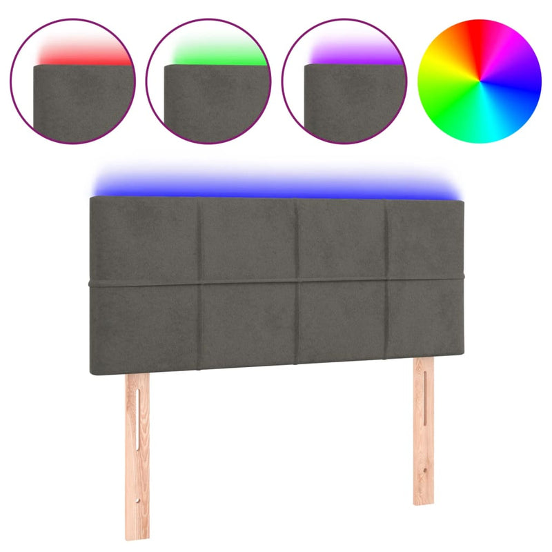 vidaXL sötétszürke bársony LED-es fejtámla 90x5x78/88 cm