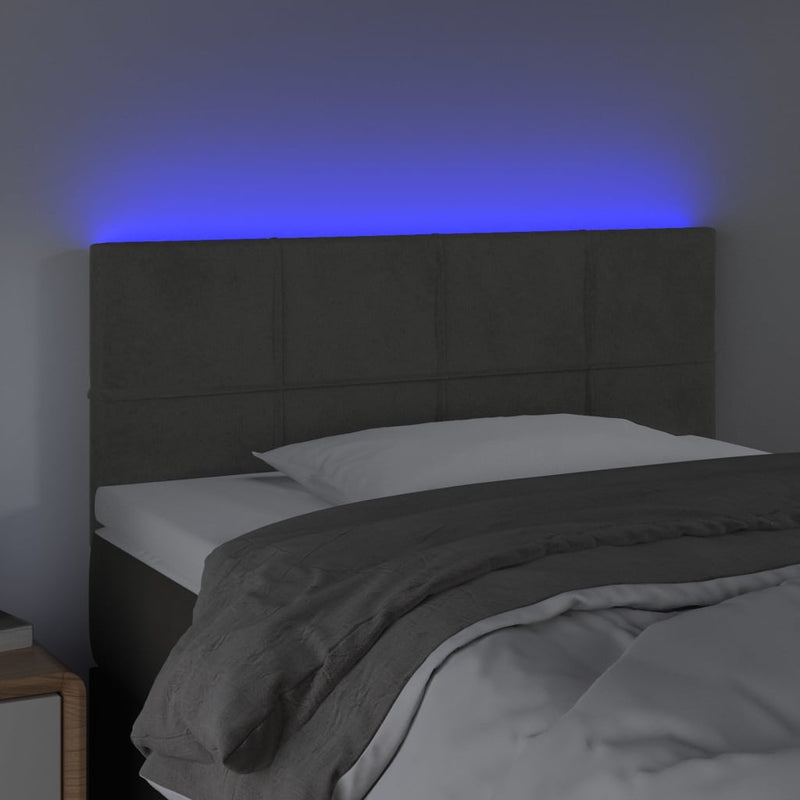 vidaXL sötétszürke bársony LED-es fejtámla 90x5x78/88 cm