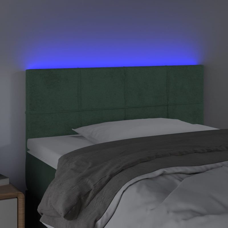 vidaXL sötétzöld bársony LED-es fejtámla 90x5x78/88 cm