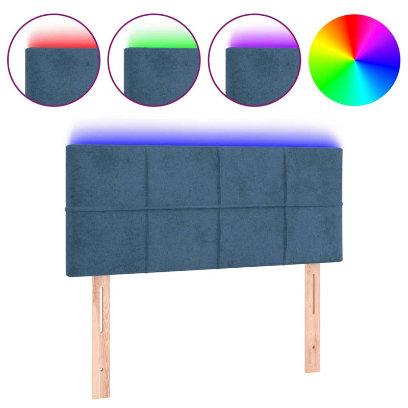 vidaXL sötétkék bársony LED-es fejtámla 90x5x78/88 cm