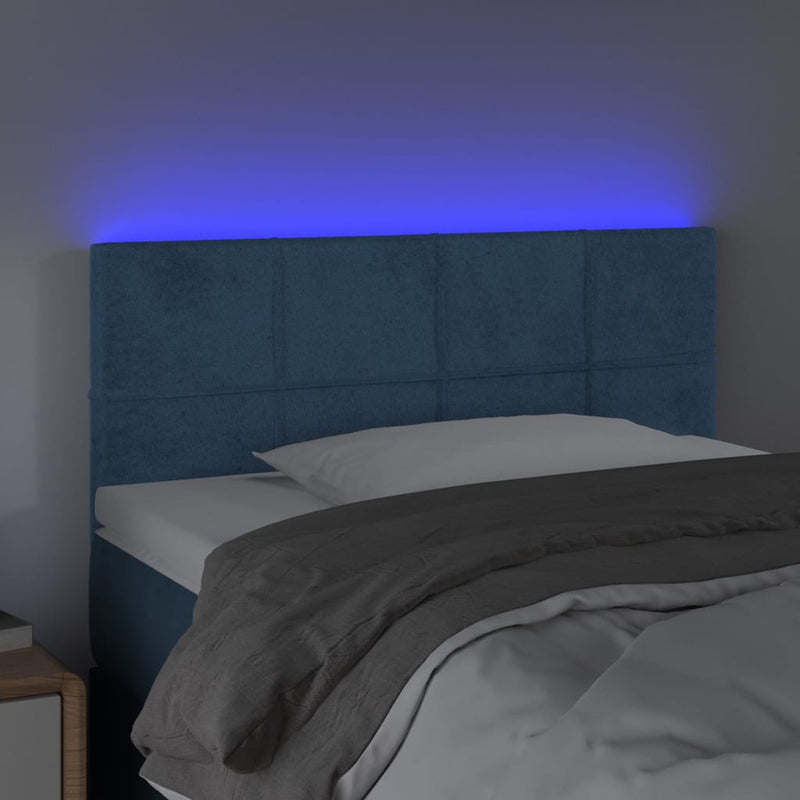 vidaXL sötétkék bársony LED-es fejtámla 90x5x78/88 cm