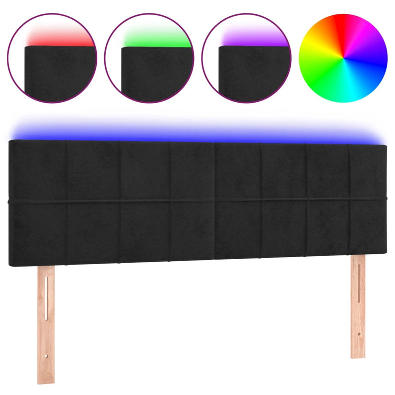 vidaXL fekete bársony LED-es fejtámla 144x5x78/88 cm