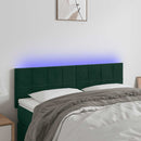 vidaXL sötétzöld bársony LED-es fejtámla 144x5x78/88 cm