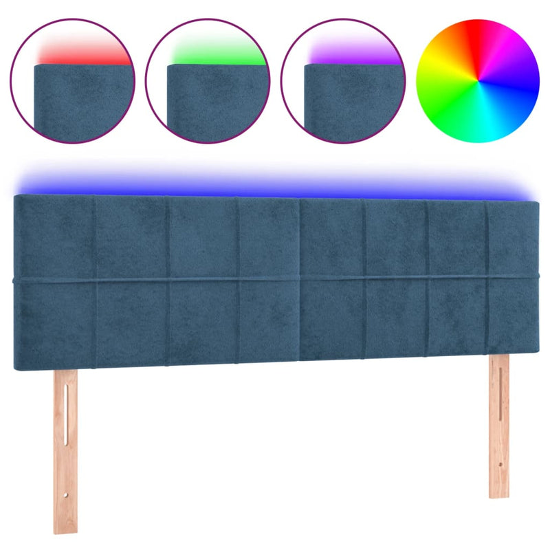 vidaXL sötétkék bársony LED-es fejtámla 144x5x78/88 cm