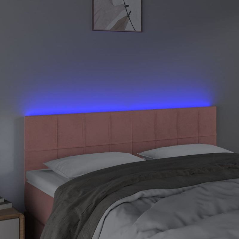 vidaXL rózsaszín bársony LED-es fejtámla 144x5x78/88 cm