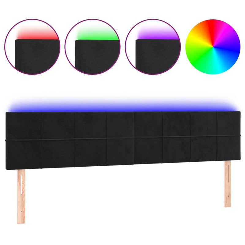 vidaXL fekete bársony LED-es fejtámla 180x5x78/88 cm