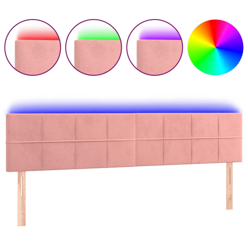 vidaXL rózsaszín bársony LED-es fejtámla 180x5x78/88 cm