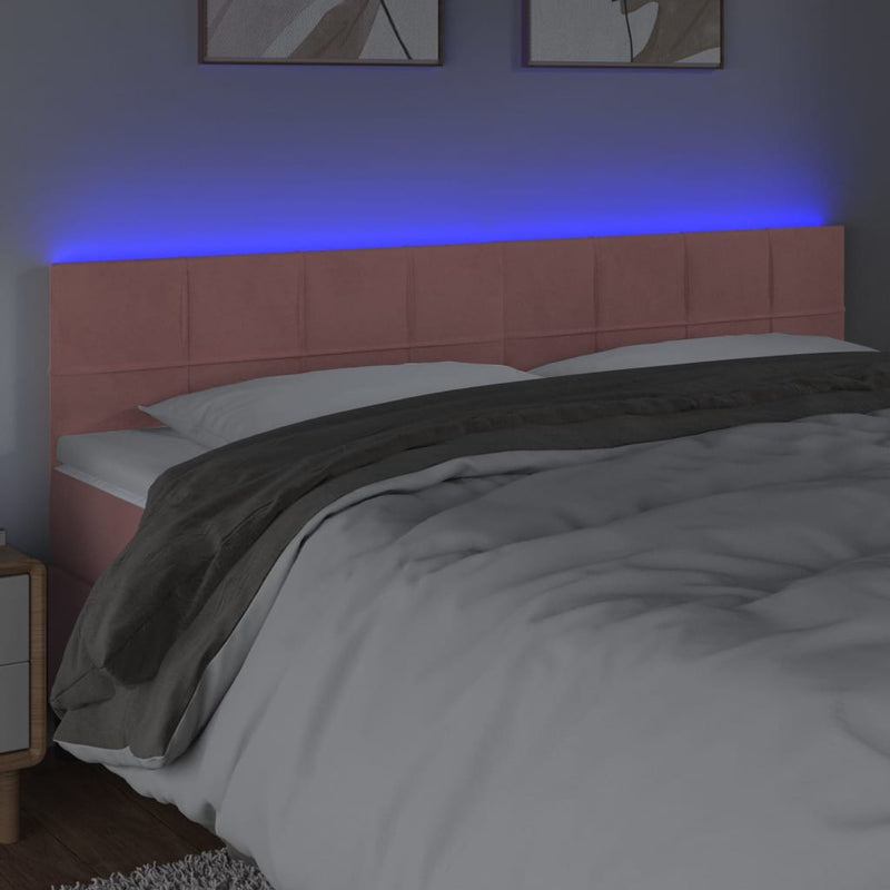 vidaXL rózsaszín bársony LED-es fejtámla 180x5x78/88 cm