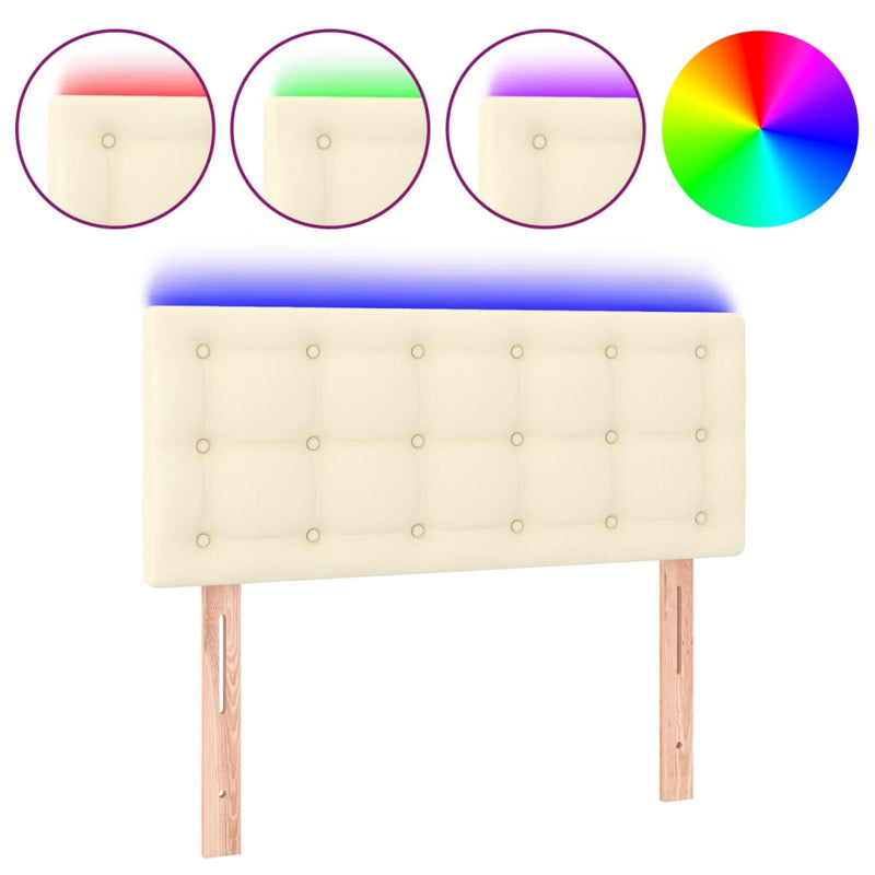 vidaXL krémszínű műbőr LED-es fejtámla 90 x 5 x 78/88 cm