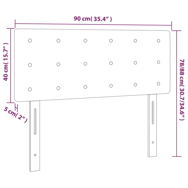 vidaXL krémszínű műbőr LED-es fejtámla 90 x 5 x 78/88 cm