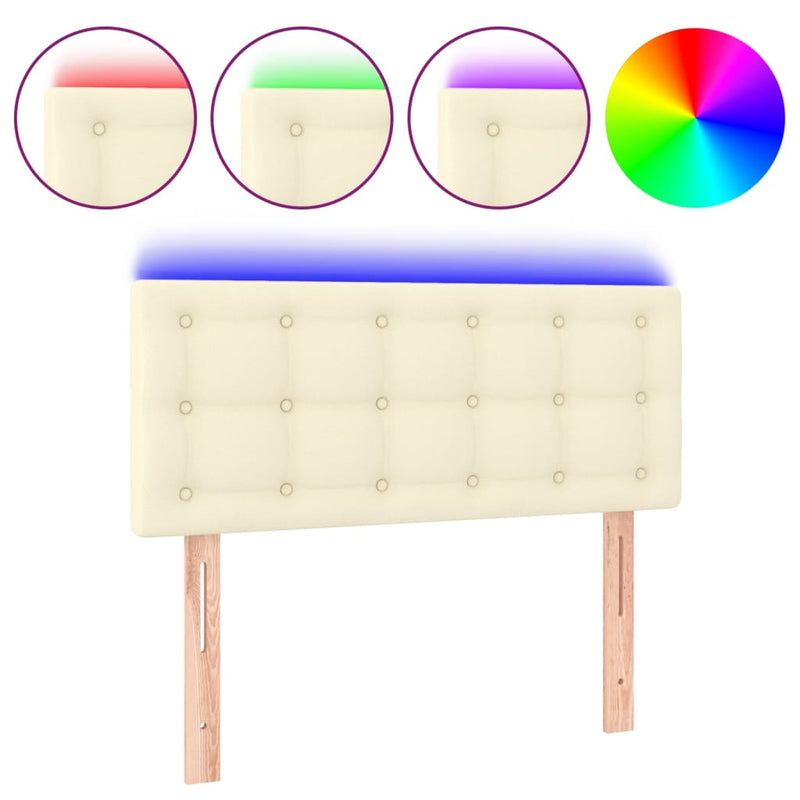 vidaXL krémszínű műbőr LED-es fejtámla 100 x 5 x 78/88 cm