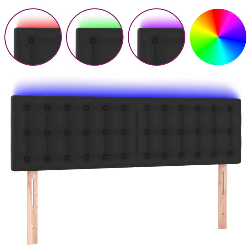 vidaXL fekete műbőr LED-es fejtámla 144 x 5 x 78/88 cm