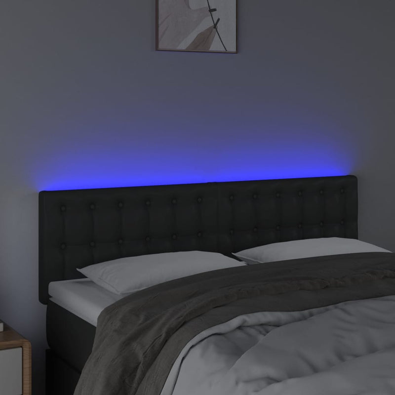 vidaXL fekete műbőr LED-es fejtámla 144 x 5 x 78/88 cm