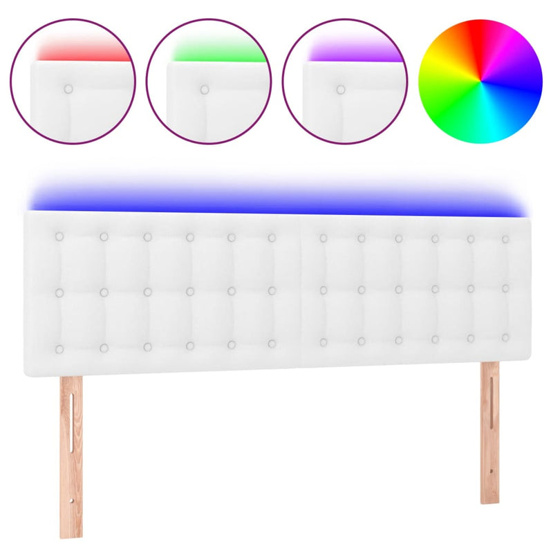 vidaXL fehér műbőr LED-es fejtámla 144 x 5 x 78/88 cm