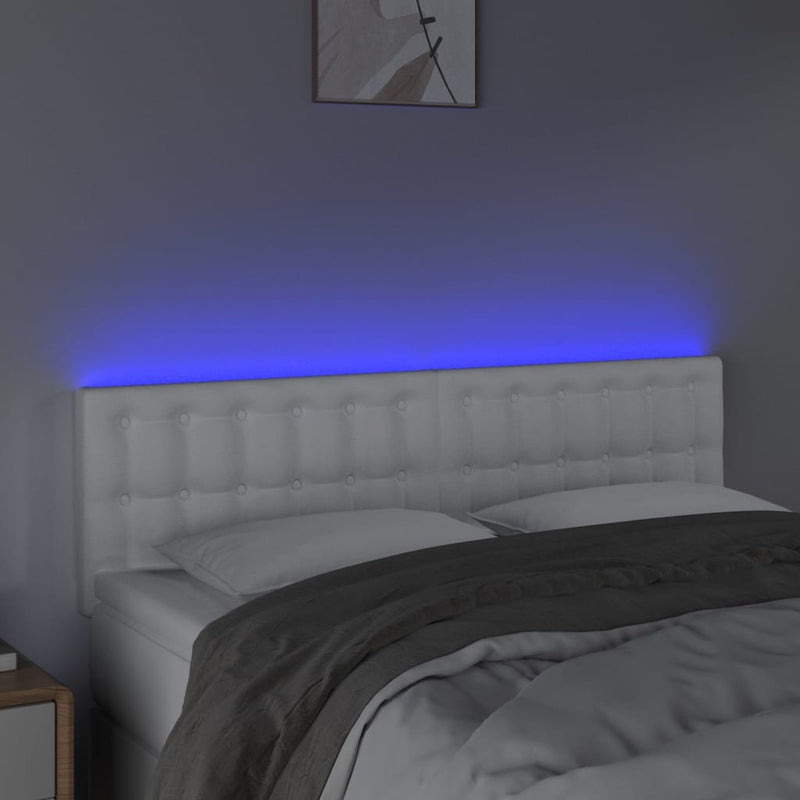 vidaXL fehér műbőr LED-es fejtámla 144 x 5 x 78/88 cm