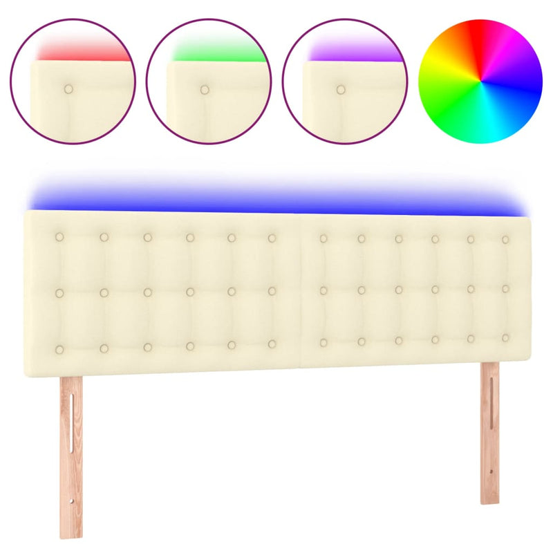 vidaXL krémszínű műbőr LED-es fejtámla 144 x 5 x 78/88 cm