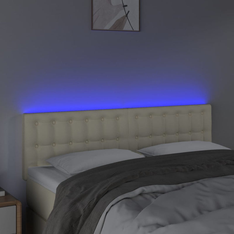 vidaXL krémszínű műbőr LED-es fejtámla 144 x 5 x 78/88 cm
