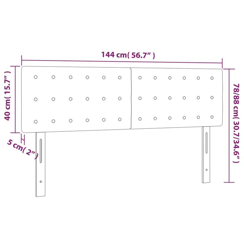 vidaXL krémszínű műbőr LED-es fejtámla 144 x 5 x 78/88 cm