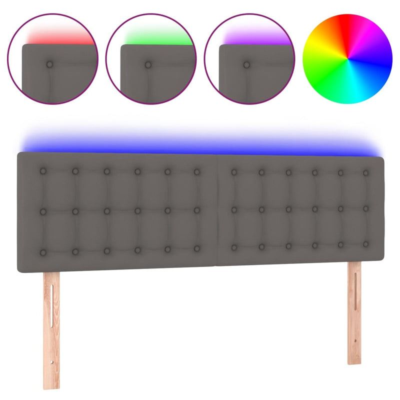 vidaXL szürke műbőr LED-es fejtámla 144 x 5 x 78/88 cm