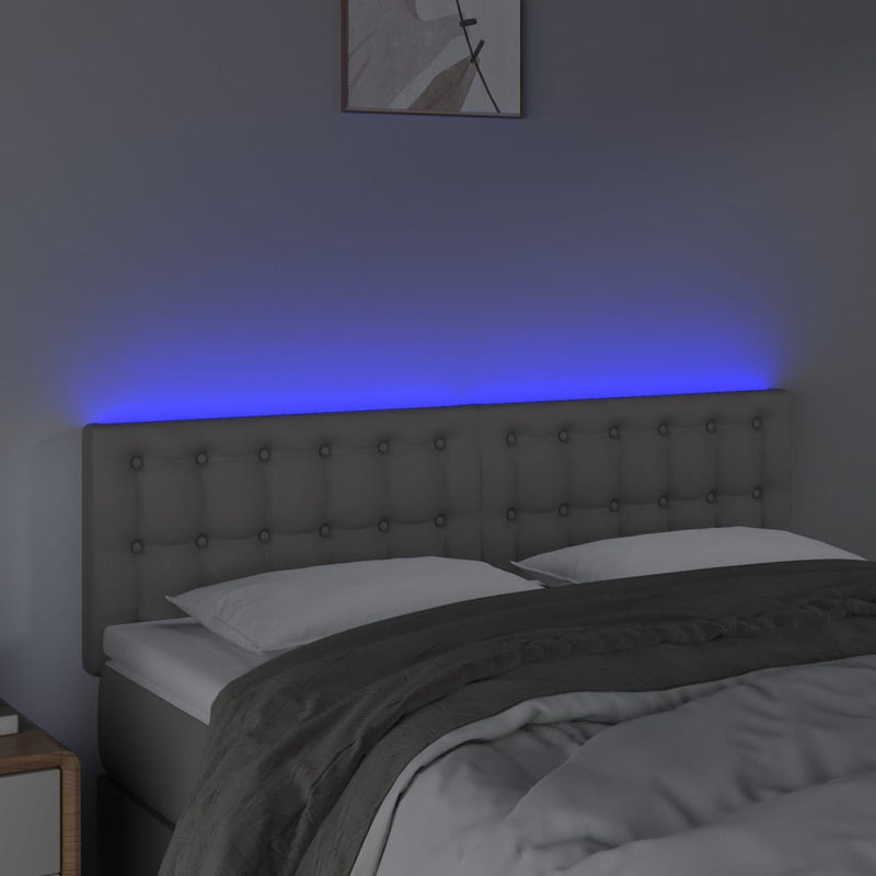 vidaXL szürke műbőr LED-es fejtámla 144 x 5 x 78/88 cm