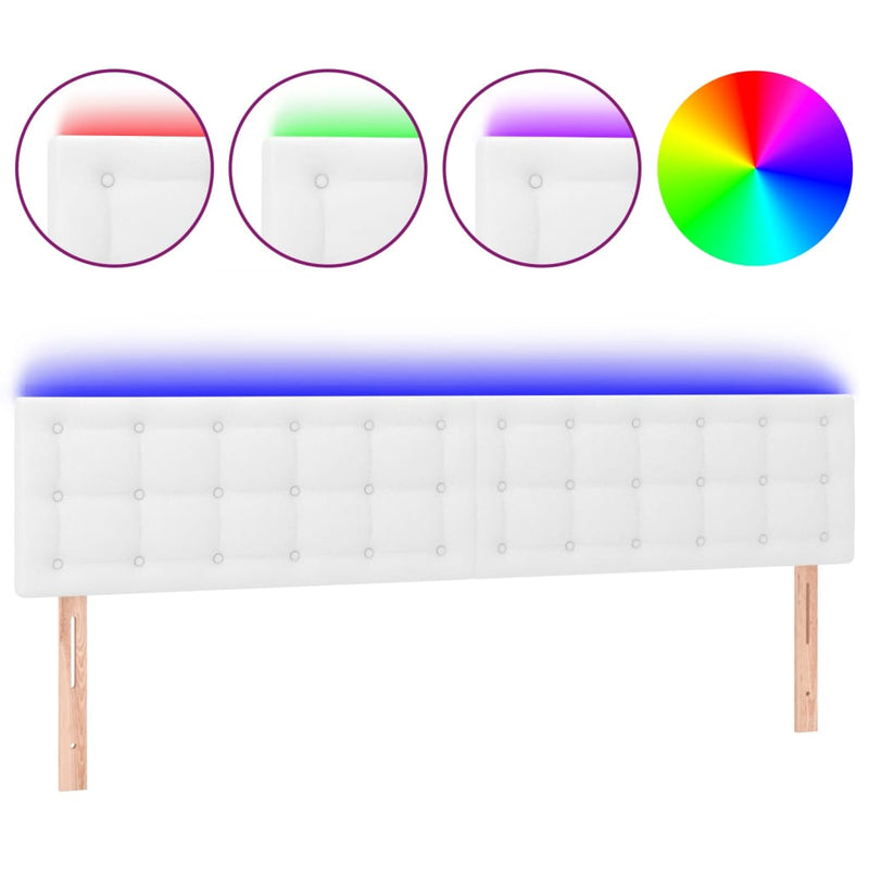 vidaXL fehér műbőr LED-es fejtámla 160 x 5 x 78/88 cm