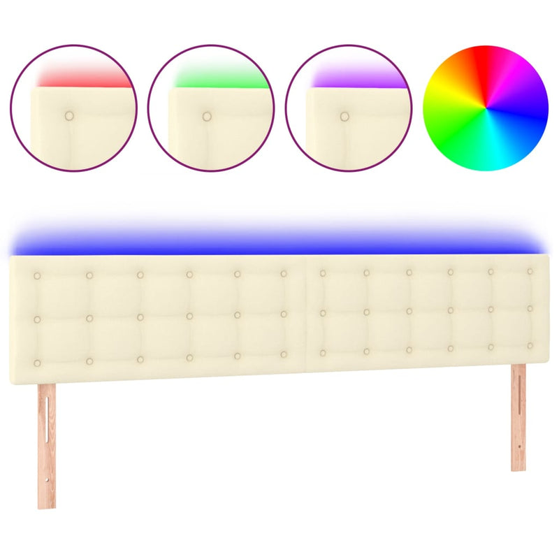 vidaXL krémszínű műbőr LED-es fejtámla 160 x 5 x 78/88 cm
