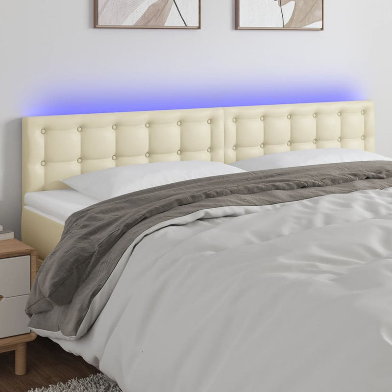 vidaXL krémszínű műbőr LED-es fejtámla 160 x 5 x 78/88 cm