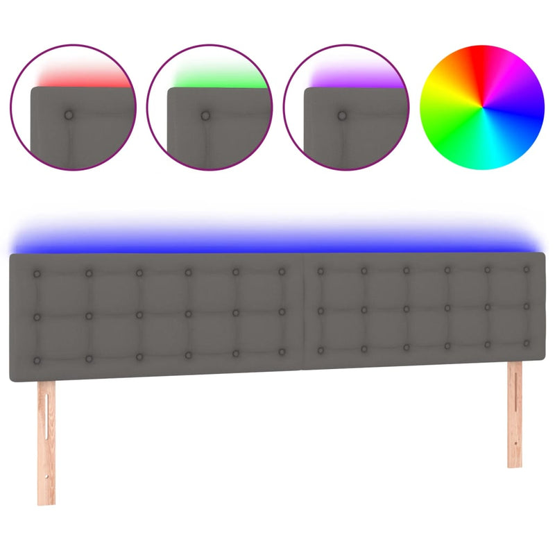 vidaXL szürke műbőr LED-es fejtámla 160 x 5 x 78/88 cm